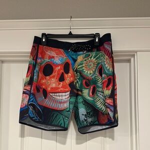 Pullin Colorful‎ Skull Print Men's Swim Shorts board shorts swim trunks size 33